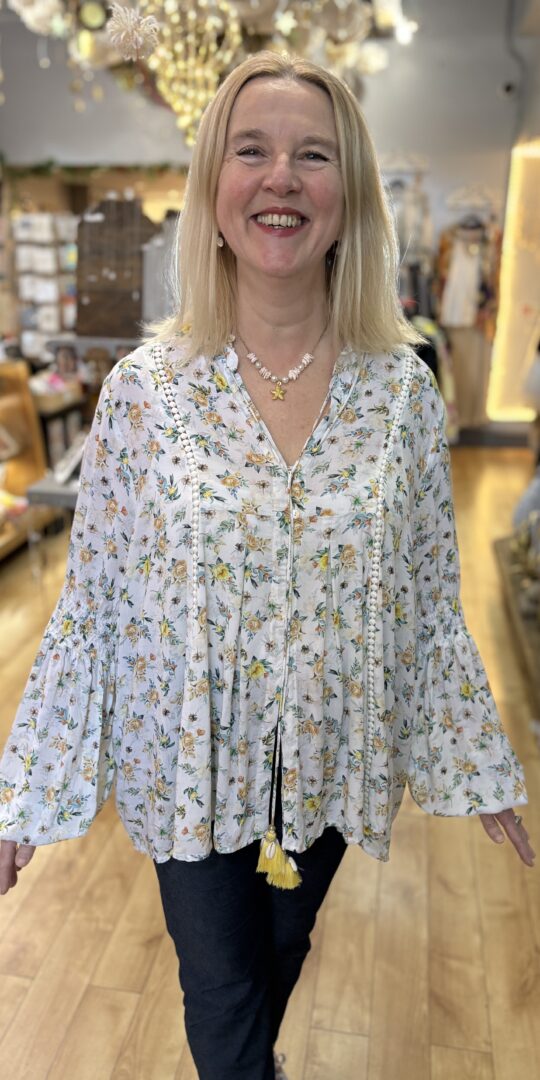 Elara Lemon floral blouse