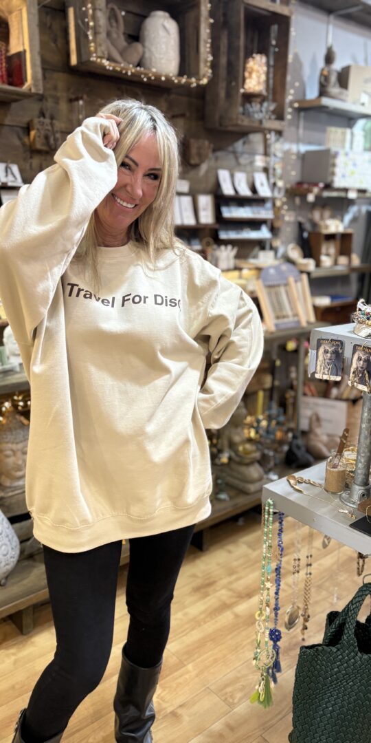 Disco cream Sweatshirt with words