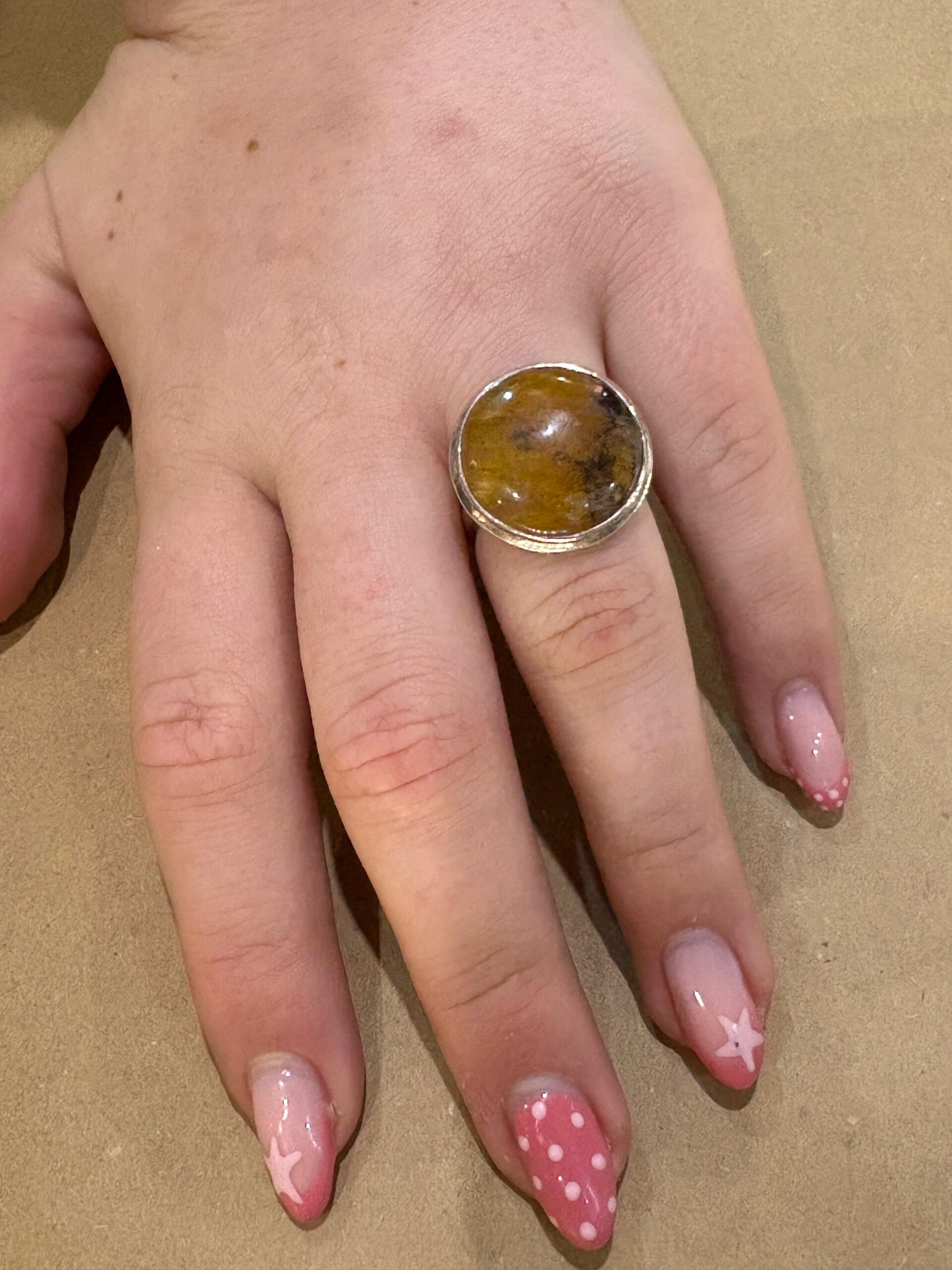 Blue John Round Ring Size Q