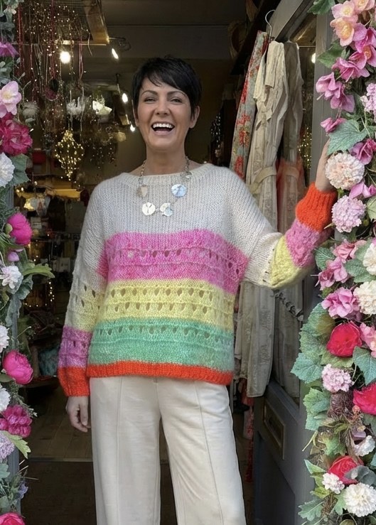 Lena Slouchy Jumper - Cream Neon