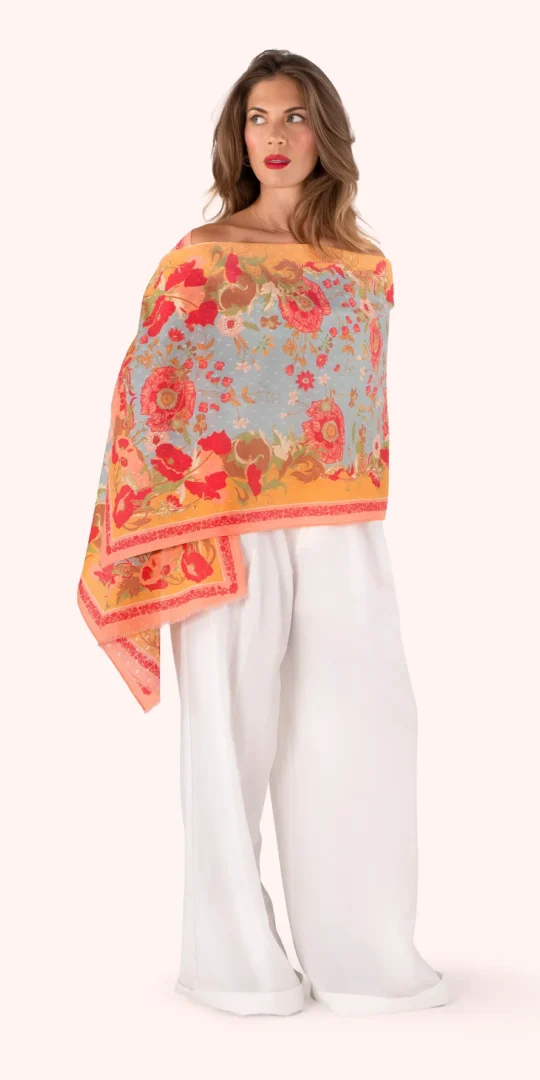 COTTON SCARF - PAISLEY POPPIES By Powder