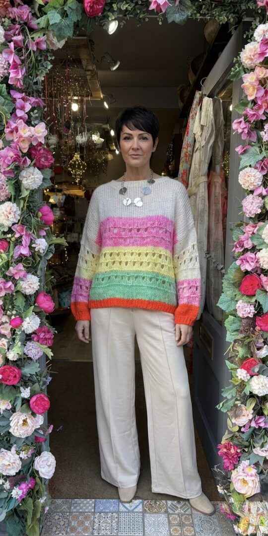 Lena Slouchy Jumper - Cream Neon