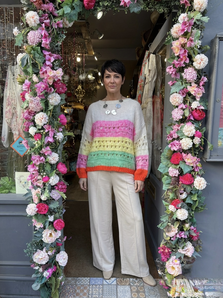 Lena Slouchy Jumper - Cream Neon