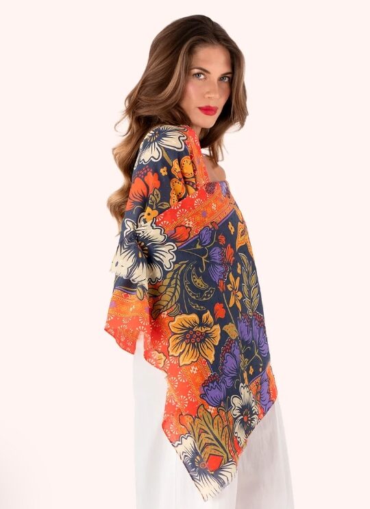 * Cotton Scarf - Trailing Floral in Navy