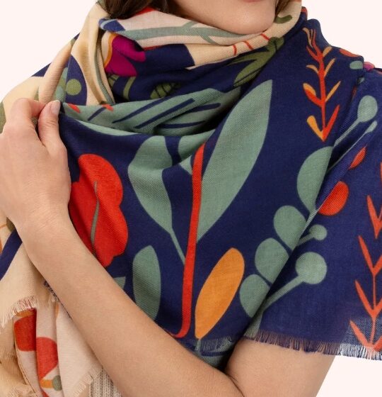 Print Scarf - Scandi Two-Tone Floral by Powder