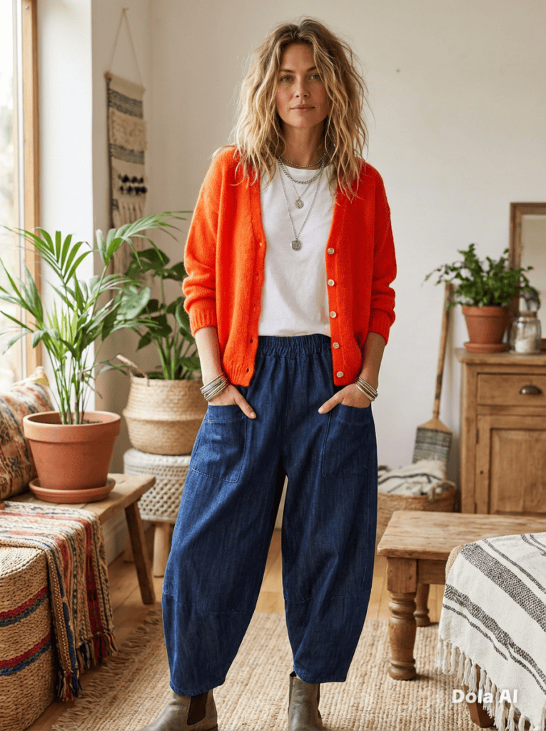 Stag Cardigan Fluorescent Orange