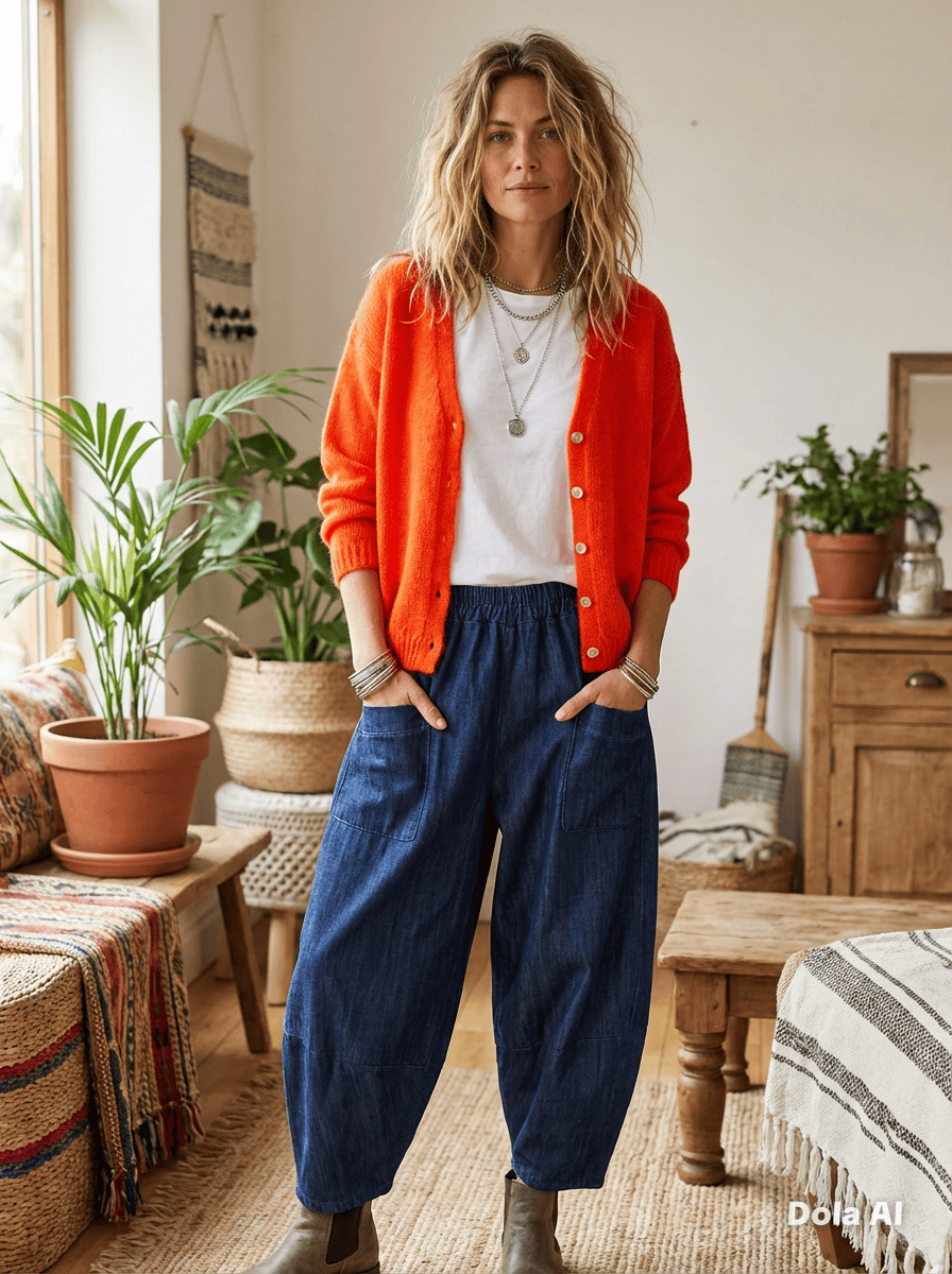 Stag Cardigan Fluorescent Orange