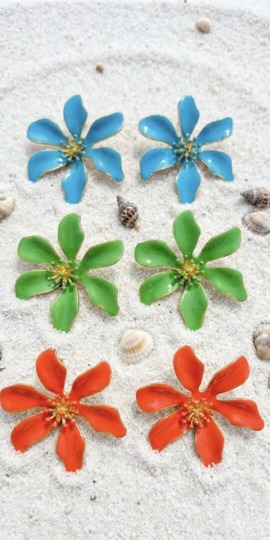 Louisa giant flower enamel earring