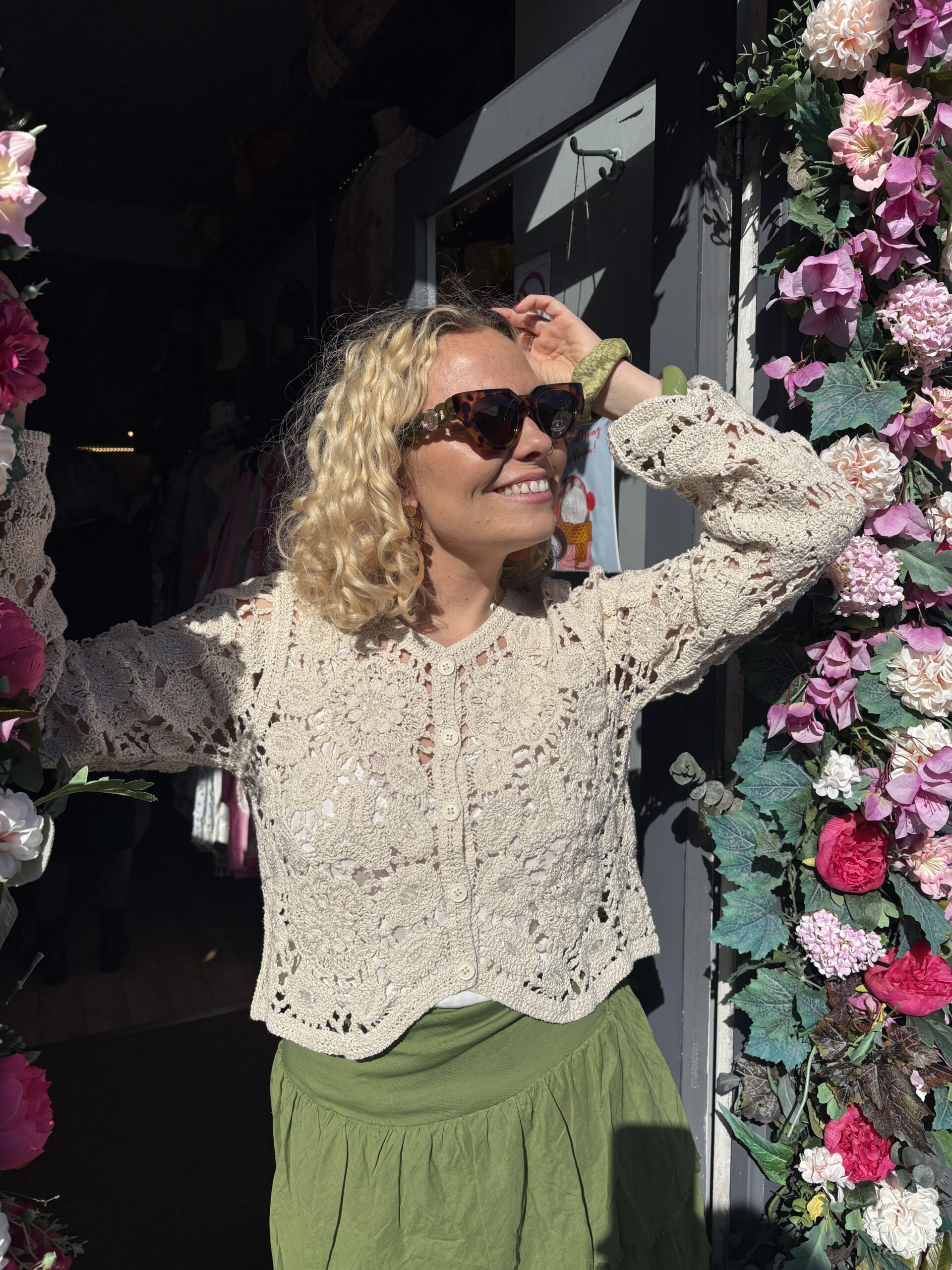 Juno Cardigan with a Sprinkle of crystal sequin in the crochet