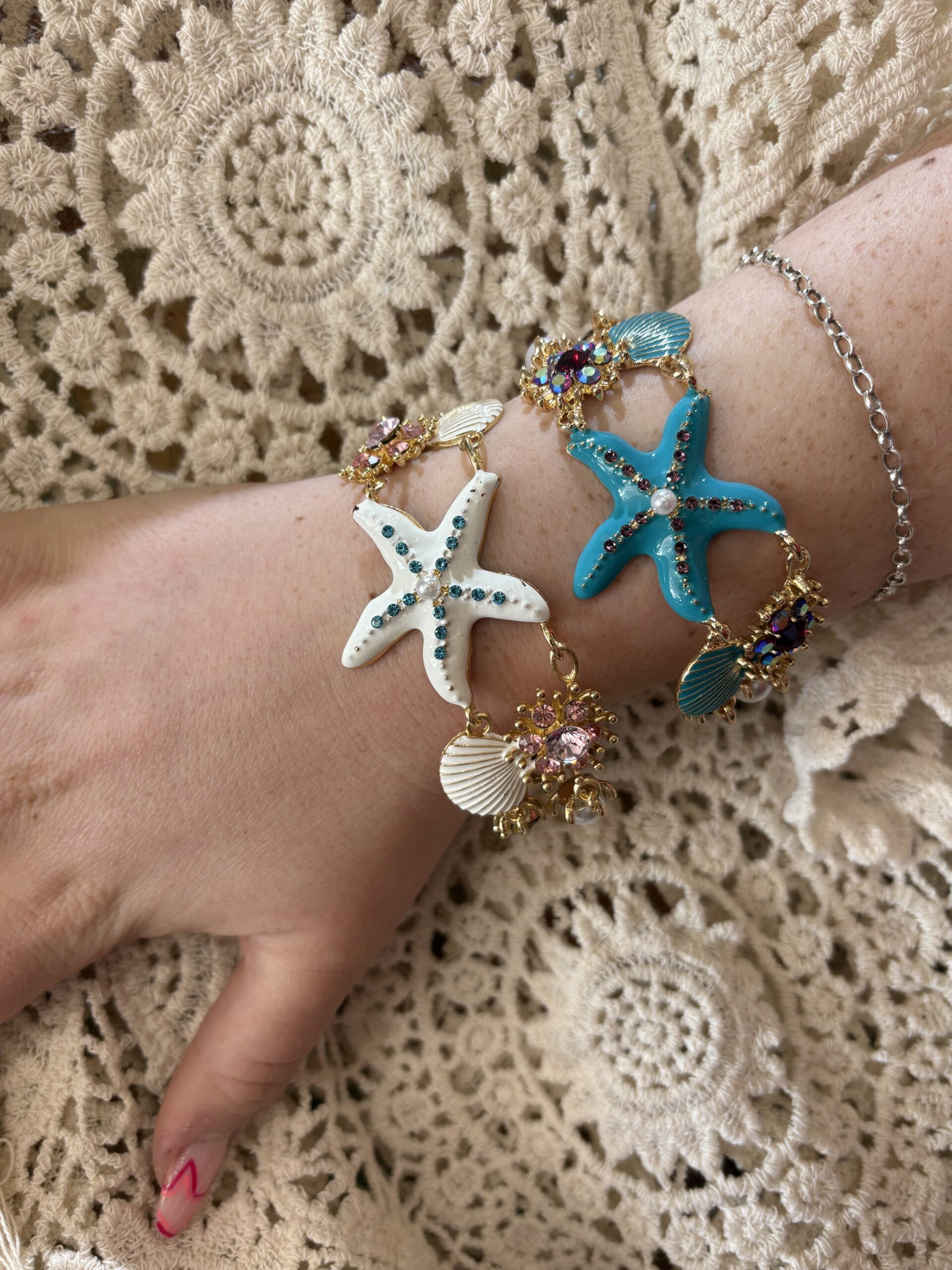 Teal starfish fiesta bracelet