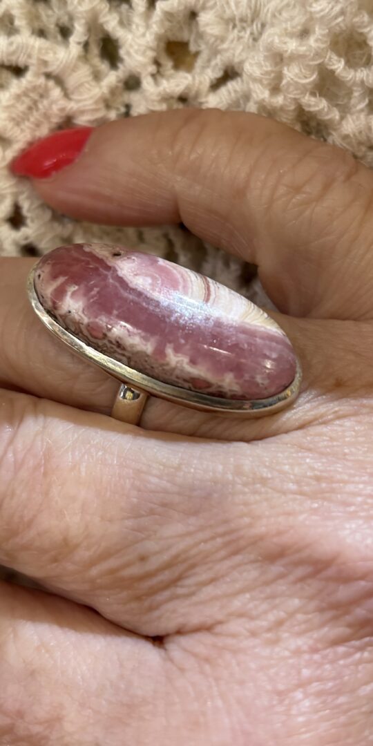 Pink Rhodochrosite Sterling Silver Ring