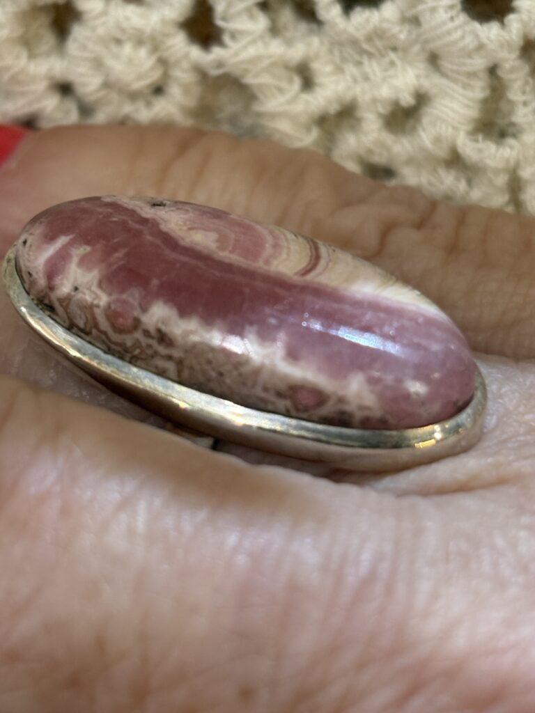 Pink Rhodochrosite Sterling Silver Ring