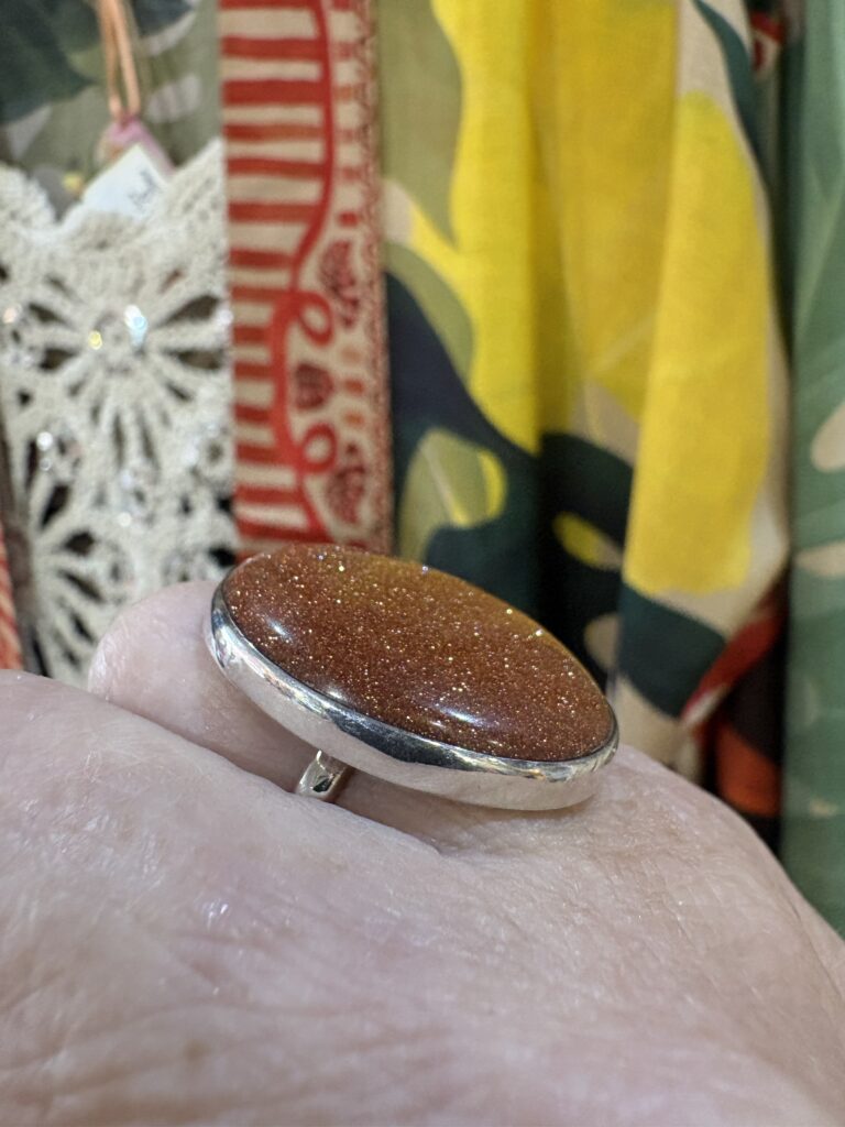 Goldstone sterling silver ring