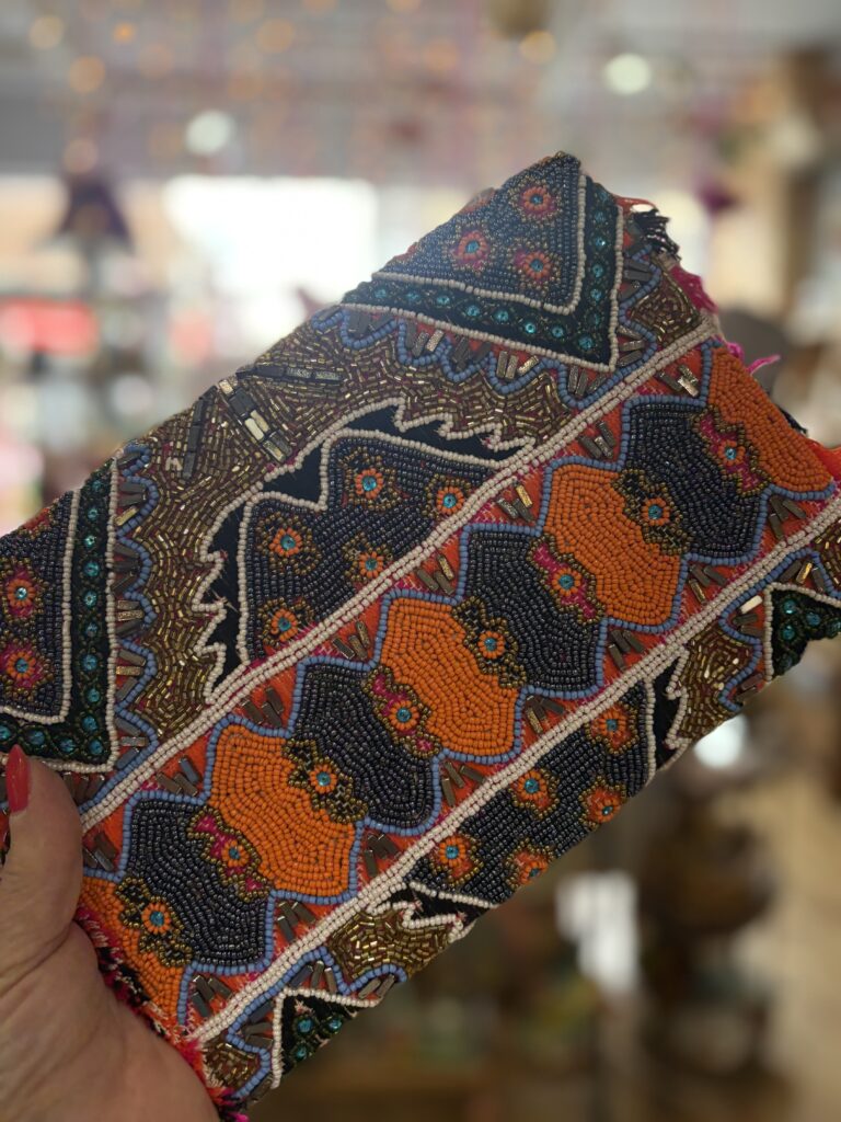 Verity beaded clutch bag. Small. Midnight gold.