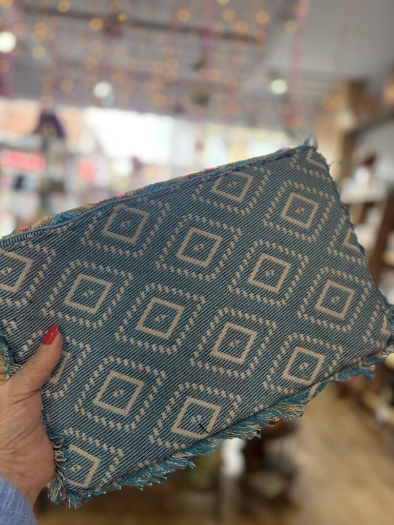 Verity beaded clutch bag large. Aqua Diamond