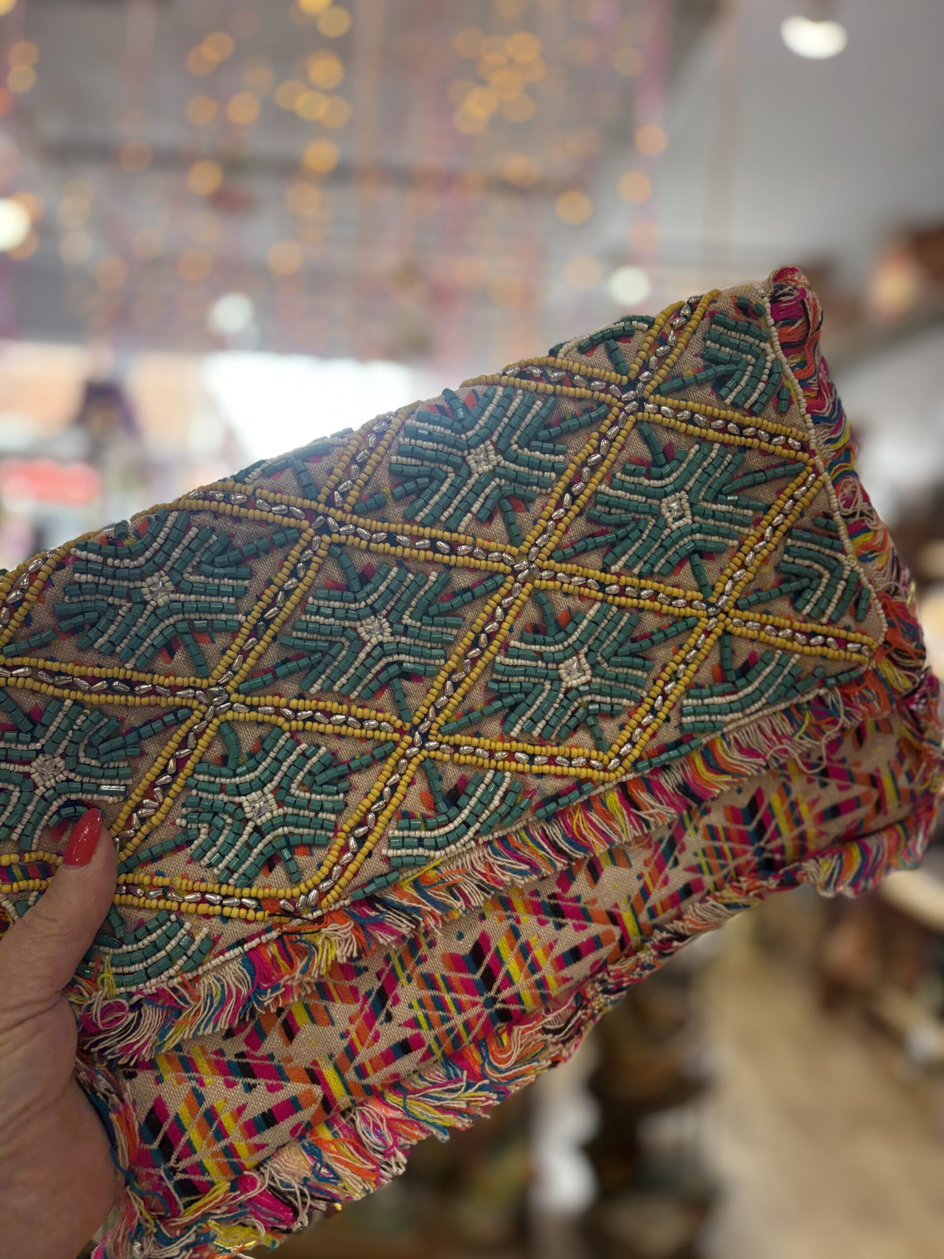 Verity beaded clutch bag large. Rainbow Mosaic