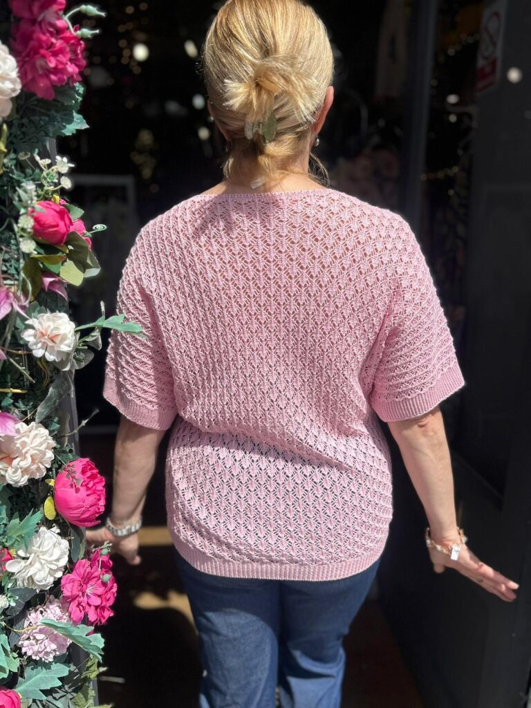 Esme top. Summer textured knit. Blush