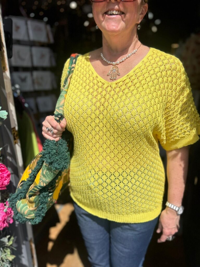 Esme top. Summer textured knit. Sunshine