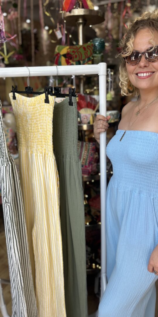 Quinn jumpsuit. Shirred body. Various colours.
