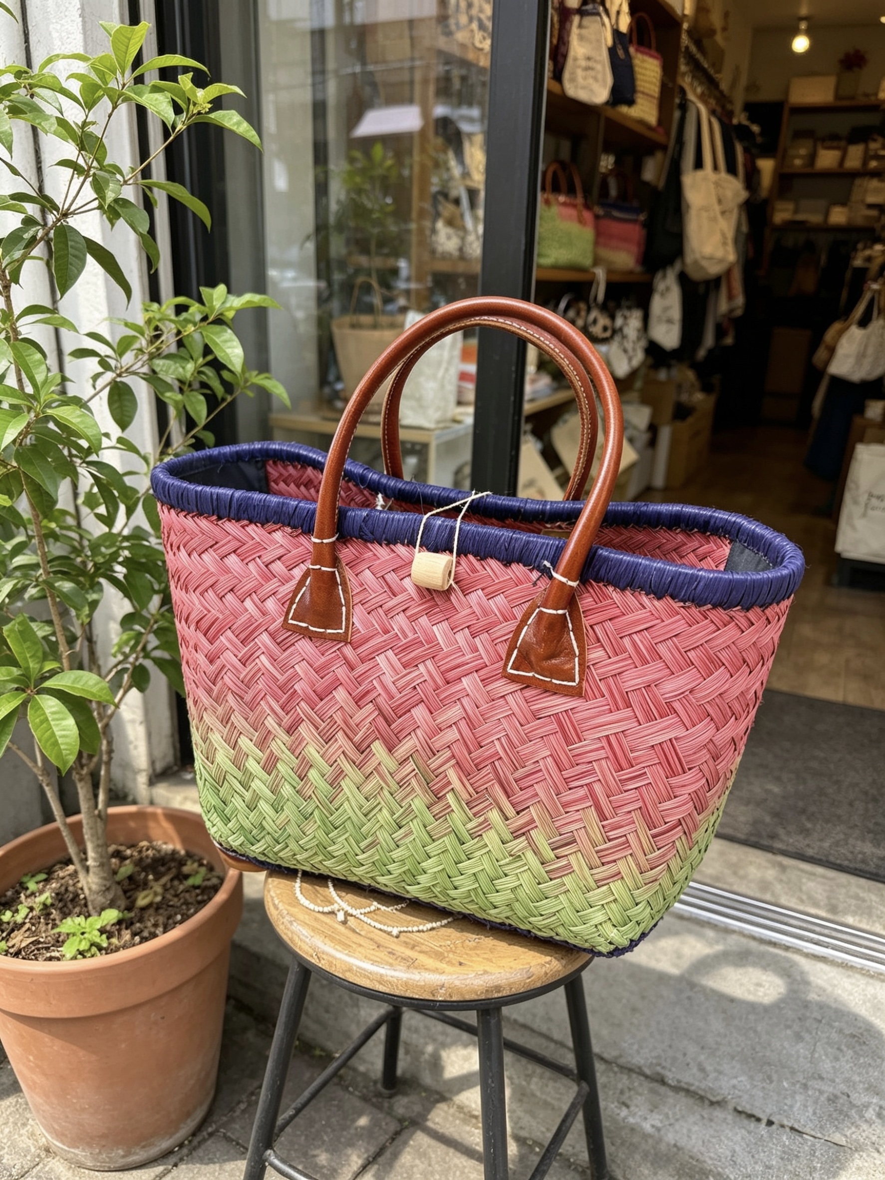 Madagascar basket Almeria. Red/green