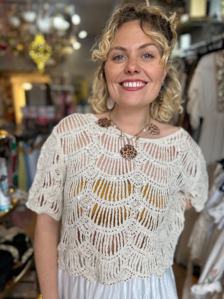 Wisteria Crochet Top with Sequins