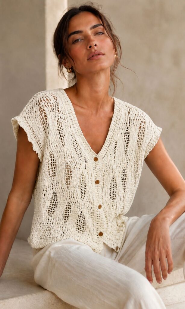 Eliz Crochet Cardigan. White