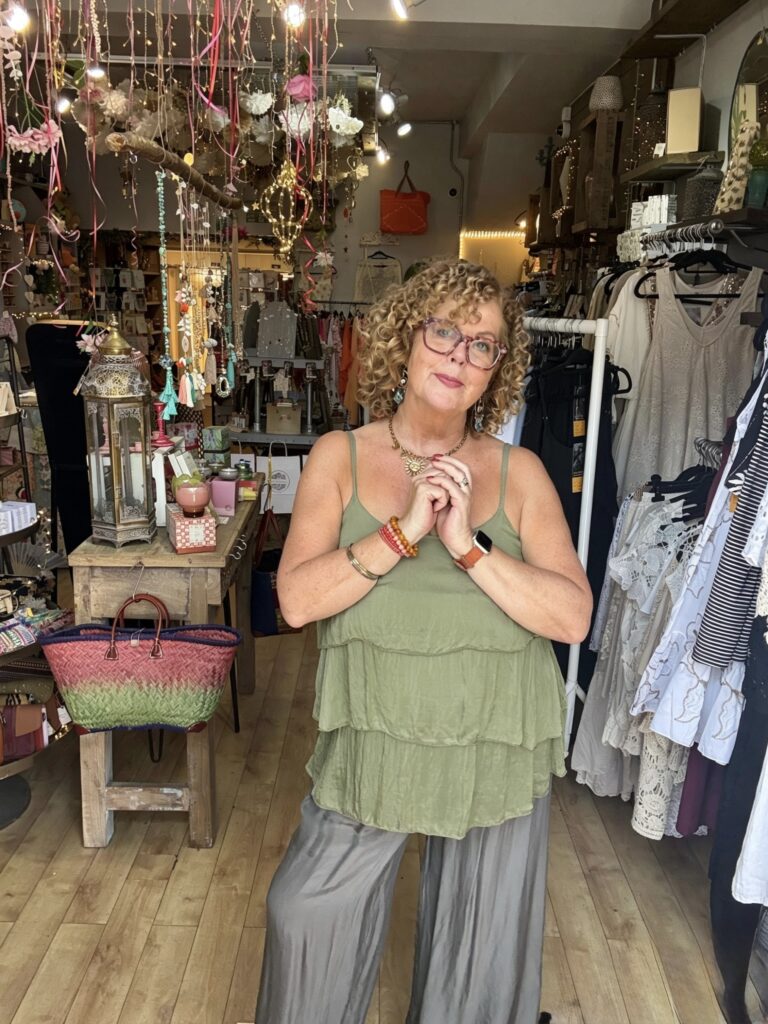 Mermaid top in sage green silk