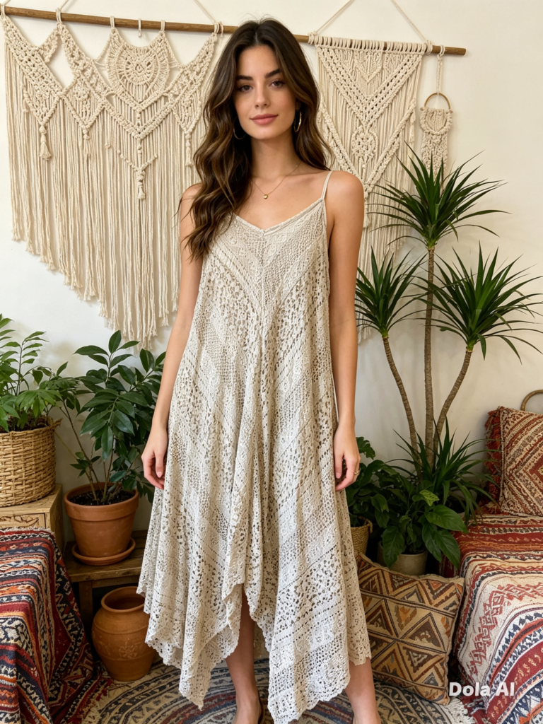 Wren dress. Thin straps. Low back. Uneven hemline. Latte