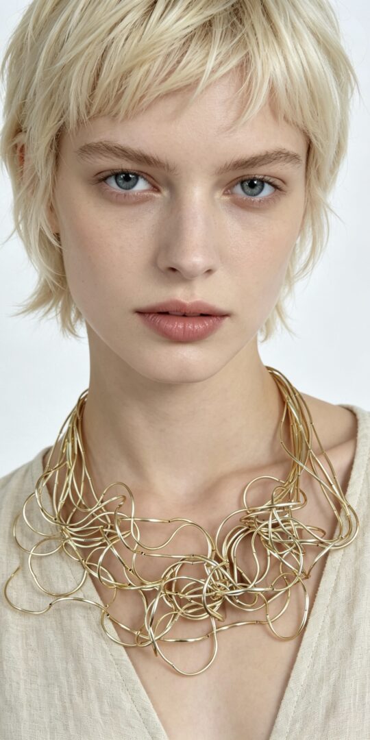 Spaghetti necklace in Gold