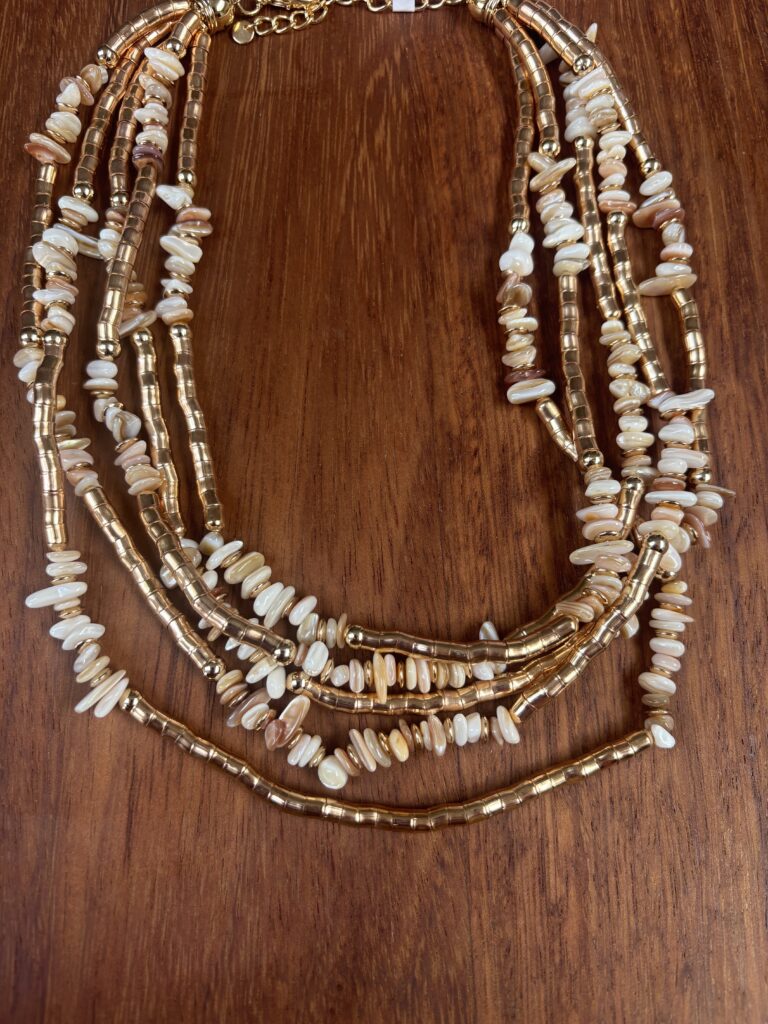 Clara boho layered necklace gold and agate