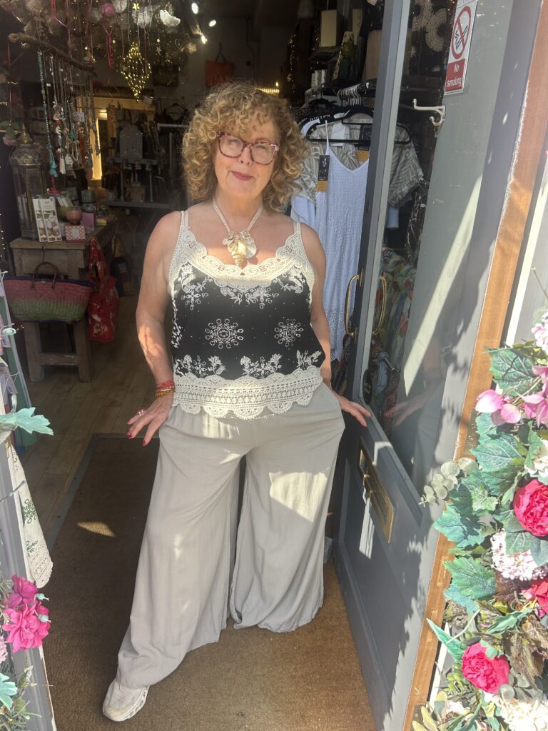 trousers. Shirred waist. Latte