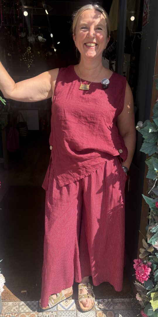 Wide leg Maria striped trousers