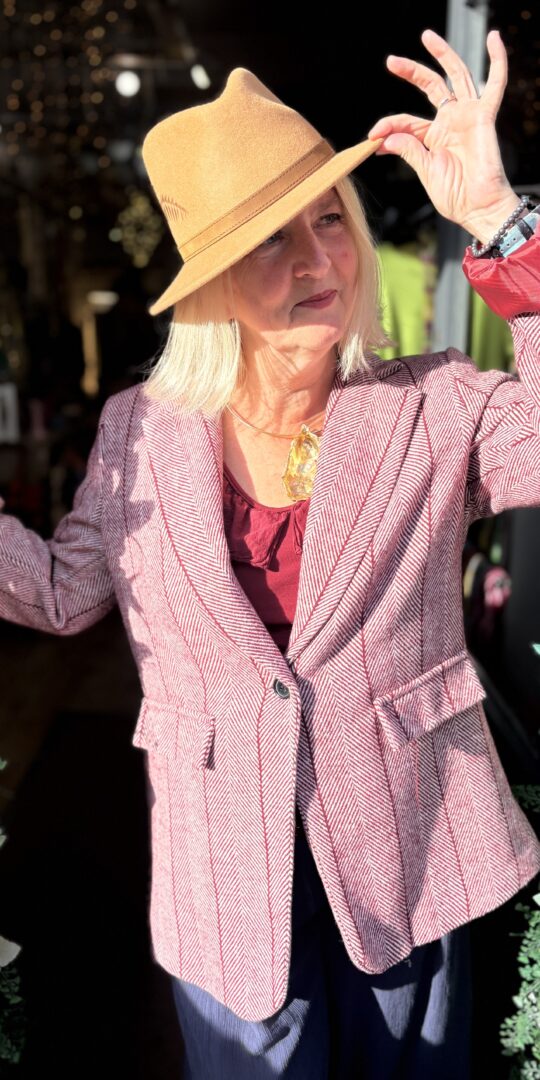 Rene Jacket. Blazer style. Pink herringbone.