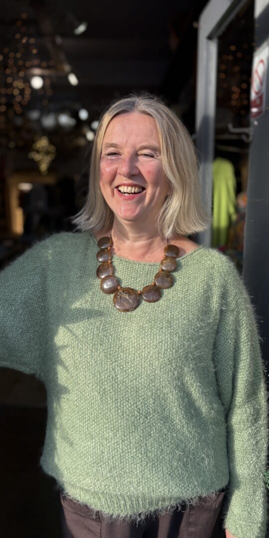 Tabatha jumper. Very fluffy. Loose sleeves. Sage