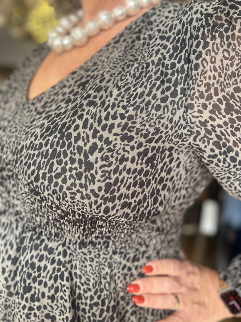 Henrietta Leopard print dress. Maxi. Long sleeve. V neck.