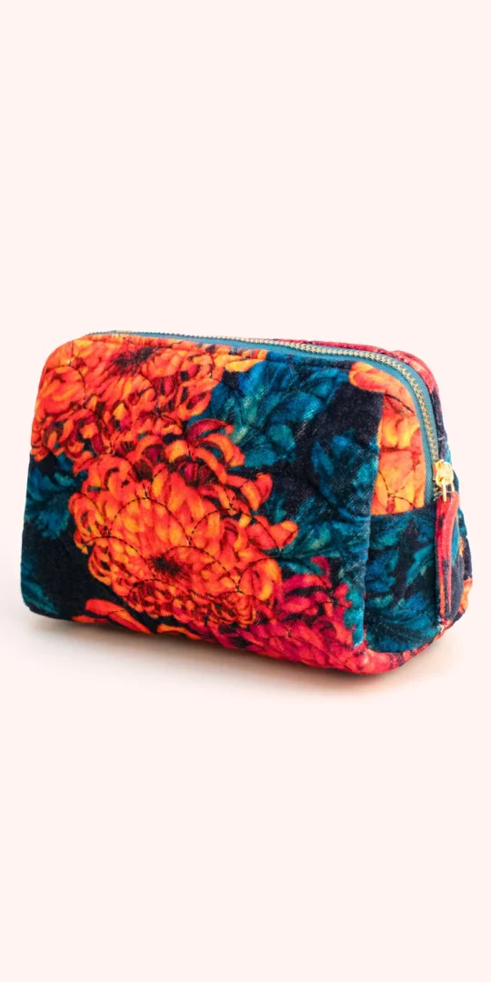 Chrysanthemum Quilted Velvet Vanity Bag by Powder