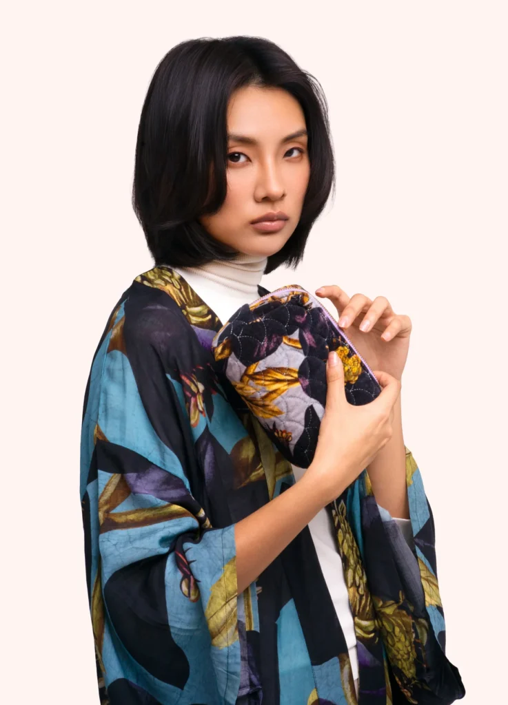 Hellebore Quilted Velvet Vanity Bag by Powder