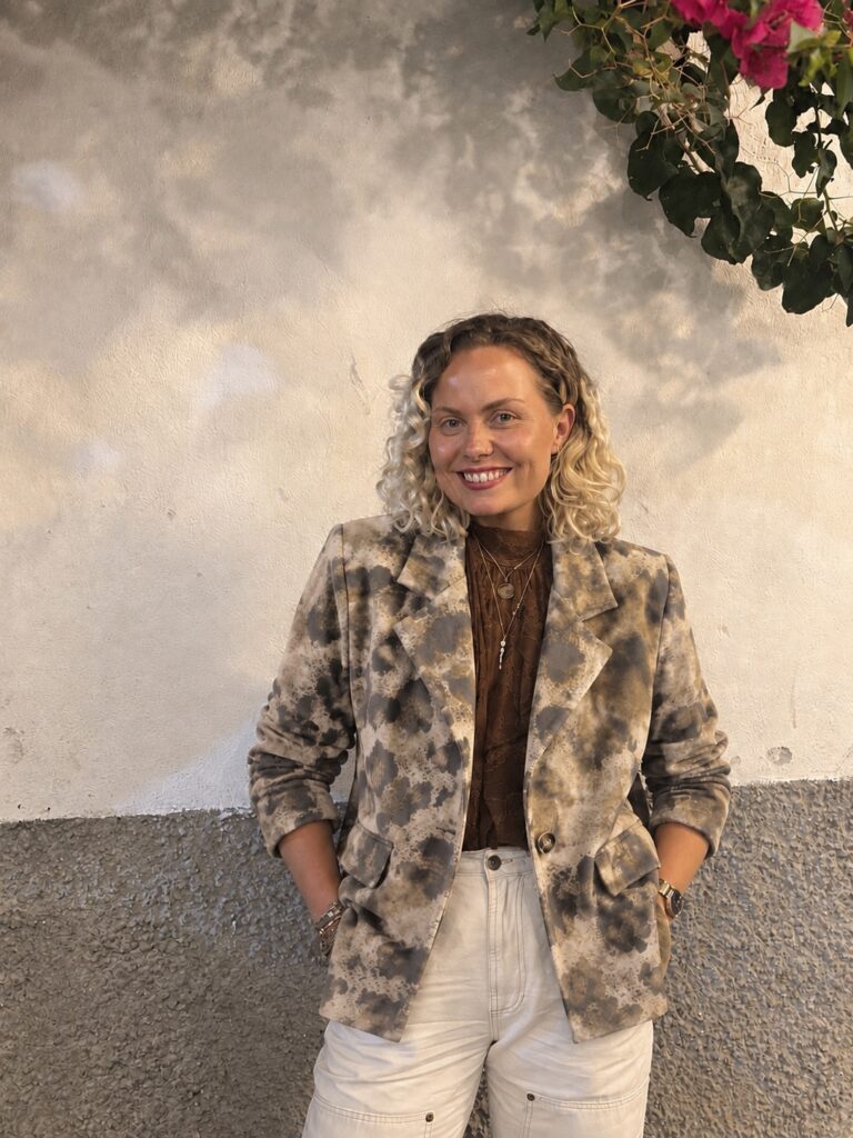 Clark Blazer. Suedette fabric. Abstract design. Brown.