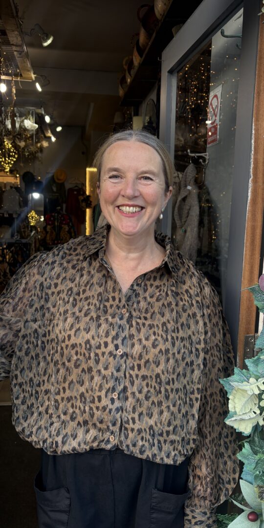 Claudette puff ball leopard print blouse